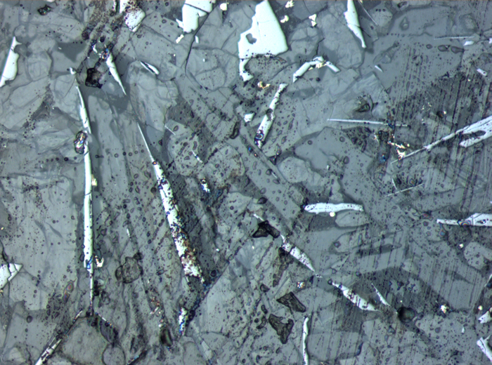 Thin Section Photograph of Apollo 11 Sample 10057,35 in Reflected Light at 10x Magnification and 0.7 mm Field of View (View #3)