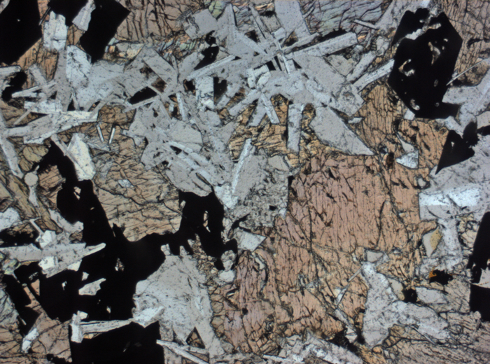 Thin Section Photograph of Apollo 11 Sample 10058,46 in Plane-Polarized Light at 2.5x Magnification and 2.85 mm Field of View (View #3)