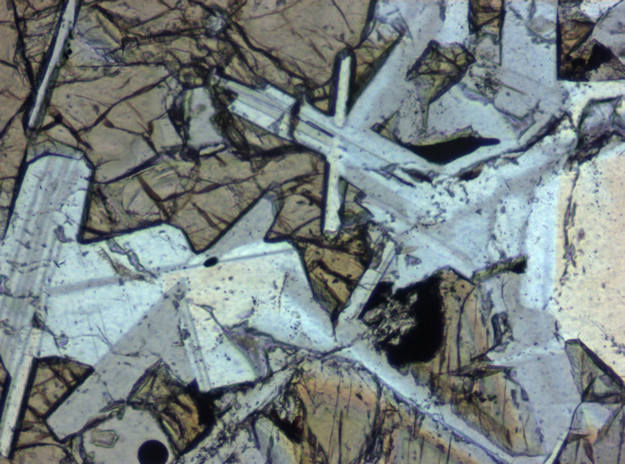 Thin Section Photograph of Apollo 11 Sample 10058,46 in Plane-Polarized Light at 10x Magnification and 0.7 mm Field of View (View #7)