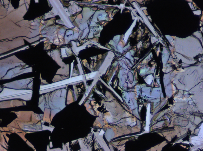 Thin Section Photograph of Apollo 11 Sample 10092,5 in Plane-Polarized Light at 10x Magnification and 0.7 mm Field of View (View #3)