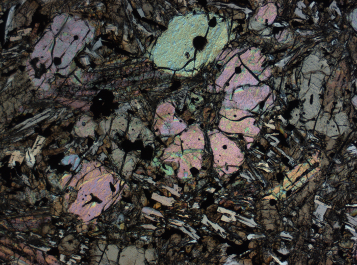 Thin Section Photograph of Apollo 12 Sample 12002,167 in Plane-Polarized Light at 2.5x Magnification and 2.85 mm Field of View (View #1)