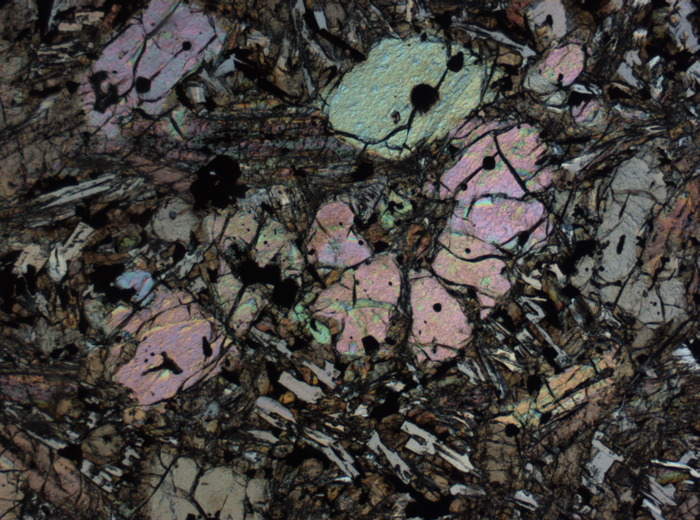 Thin Section Photograph of Apollo 12 Sample 12002,167 in Plane-Polarized Light at 2.5x Magnification and 2.85 mm Field of View (View #3)