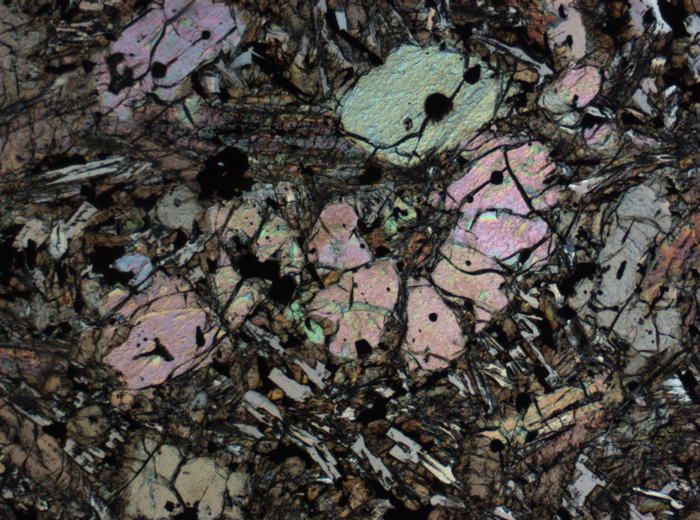 Thin Section Photograph of Apollo 12 Sample 12002,167 in Plane-Polarized Light at 2.5x Magnification and 2.85 mm Field of View (View #4)