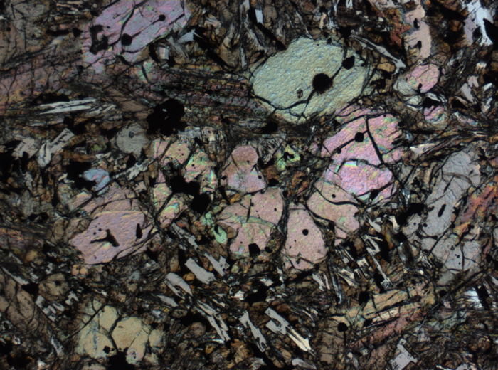Thin Section Photograph of Apollo 12 Sample 12002,167 in Plane-Polarized Light at 2.5x Magnification and 2.85 mm Field of View (View #5)