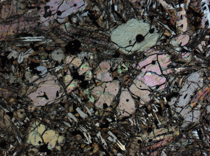 Thin Section Photograph of Apollo 12 Sample 12002,167 in Plane-Polarized Light at 2.5x Magnification and 2.85 mm Field of View (View #6)