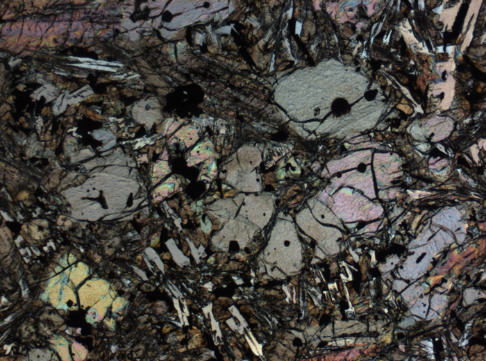 Thin Section Photograph of Apollo 12 Sample 12002,167 in Plane-Polarized Light at 2.5x Magnification and 2.85 mm Field of View (View #8)