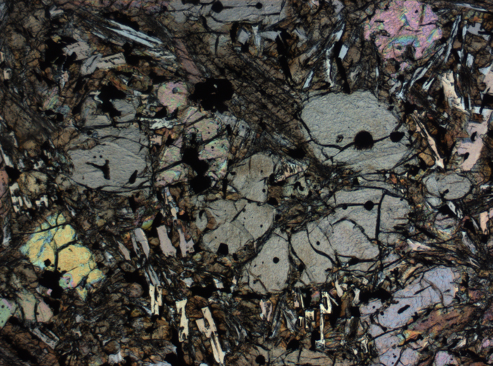 Thin Section Photograph of Apollo 12 Sample 12002,167 in Plane-Polarized Light at 2.5x Magnification and 2.85 mm Field of View (View #11)