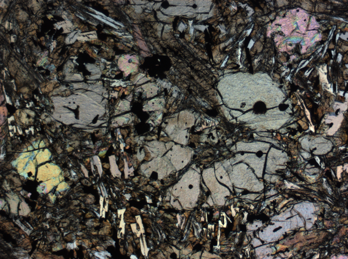 Thin Section Photograph of Apollo 12 Sample 12002,167 in Plane-Polarized Light at 2.5x Magnification and 2.85 mm Field of View (View #12)