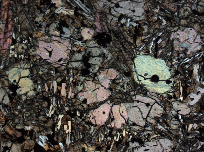 Thin Section Photograph of Apollo 12 Sample 12002,167 in Plane-Polarized Light at 2.5x Magnification and 2.85 mm Field of View (View #15)
