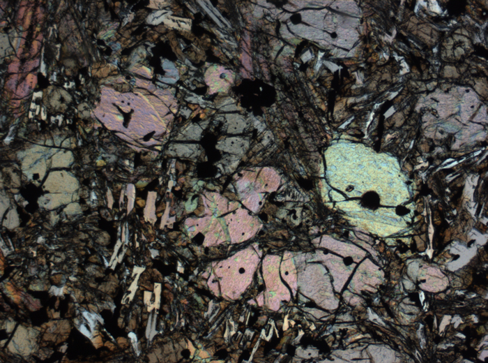 Thin Section Photograph of Apollo 12 Sample 12002,167 in Plane-Polarized Light at 2.5x Magnification and 2.85 mm Field of View (View #16)