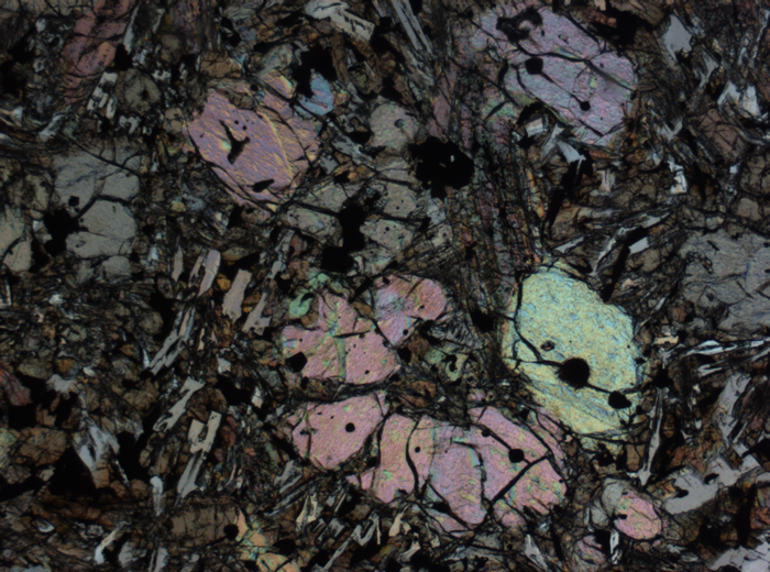 Thin Section Photograph of Apollo 12 Sample 12002,167 in Plane-Polarized Light at 2.5x Magnification and 2.85 mm Field of View (View #19)