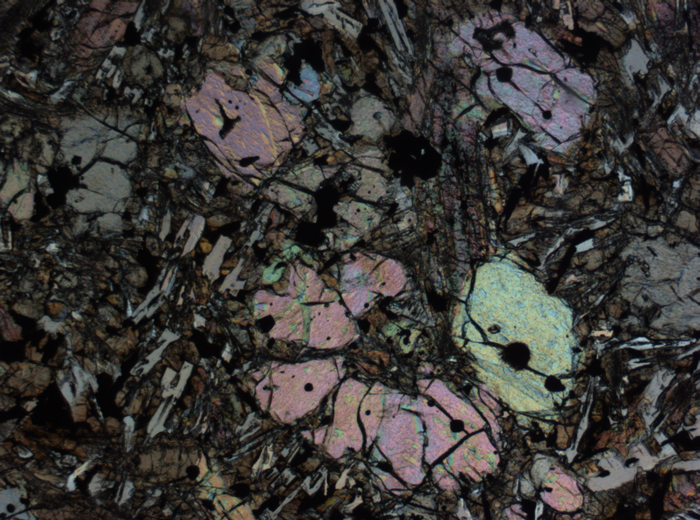 Thin Section Photograph of Apollo 12 Sample 12002,167 in Plane-Polarized Light at 2.5x Magnification and 2.85 mm Field of View (View #20)