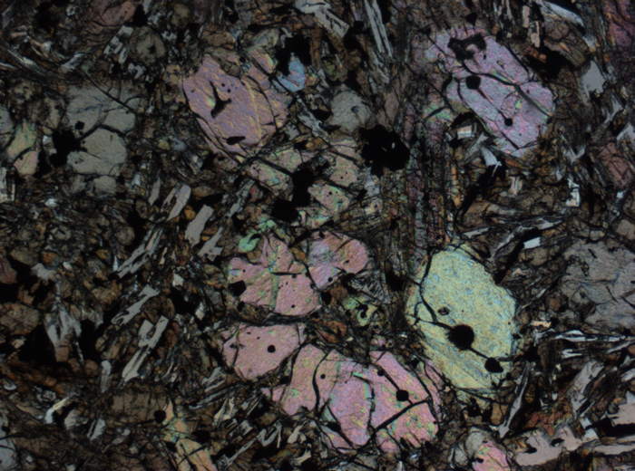 Thin Section Photograph of Apollo 12 Sample 12002,167 in Plane-Polarized Light at 2.5x Magnification and 2.85 mm Field of View (View #21)