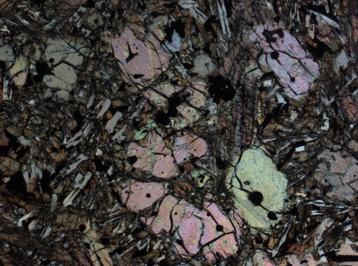 Thin Section Photograph of Apollo 12 Sample 12002,167 in Plane-Polarized Light at 2.5x Magnification and 2.85 mm Field of View (View #22)