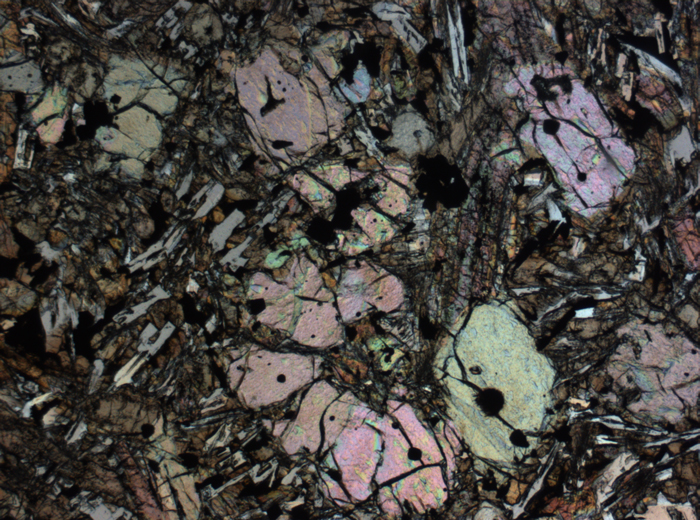 Thin Section Photograph of Apollo 12 Sample 12002,167 in Plane-Polarized Light at 2.5x Magnification and 2.85 mm Field of View (View #23)