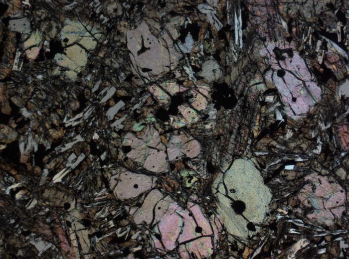 Thin Section Photograph of Apollo 12 Sample 12002,167 in Plane-Polarized Light at 2.5x Magnification and 2.85 mm Field of View (View #24)