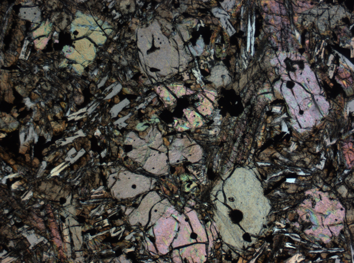 Thin Section Photograph of Apollo 12 Sample 12002,167 in Plane-Polarized Light at 2.5x Magnification and 2.85 mm Field of View (View #25)