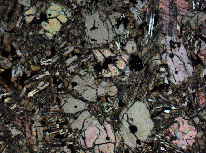 Thin Section Photograph of Apollo 12 Sample 12002,167 in Plane-Polarized Light at 2.5x Magnification and 2.85 mm Field of View (View #26)