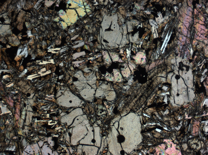 Thin Section Photograph of Apollo 12 Sample 12002,167 in Plane-Polarized Light at 2.5x Magnification and 2.85 mm Field of View (View #29)