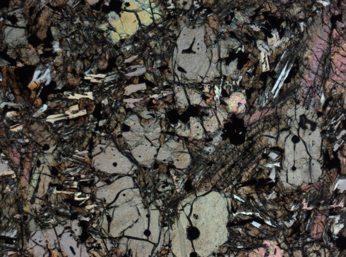 Thin Section Photograph of Apollo 12 Sample 12002,167 in Plane-Polarized Light at 2.5x Magnification and 2.85 mm Field of View (View #30)