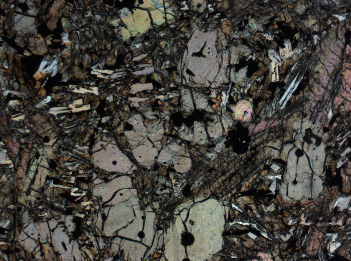 Thin Section Photograph of Apollo 12 Sample 12002,167 in Plane-Polarized Light at 2.5x Magnification and 2.85 mm Field of View (View #31)