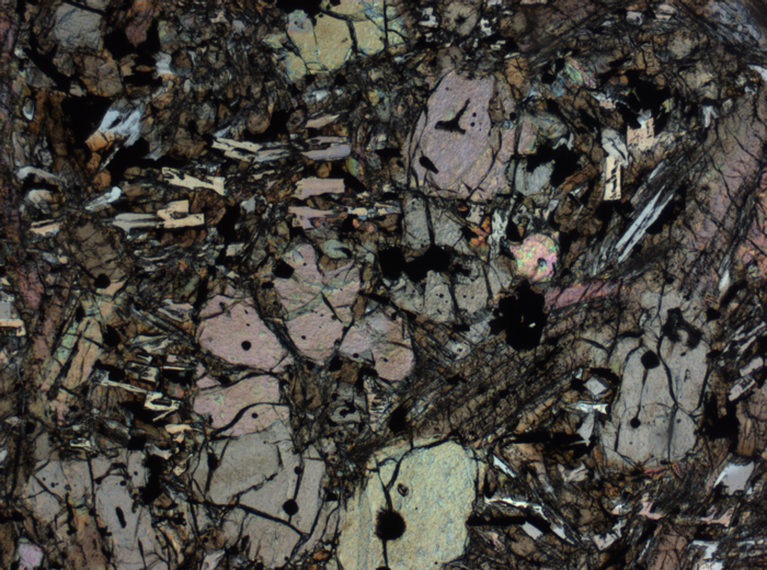 Thin Section Photograph of Apollo 12 Sample 12002,167 in Plane-Polarized Light at 2.5x Magnification and 2.85 mm Field of View (View #32)