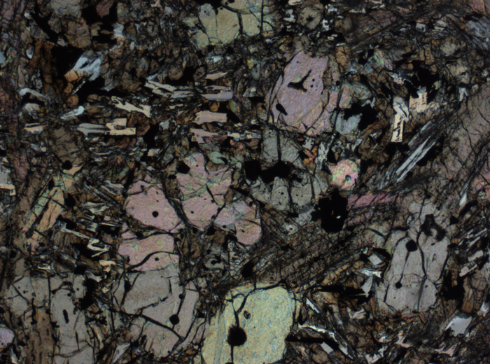 Thin Section Photograph of Apollo 12 Sample 12002,167 in Plane-Polarized Light at 2.5x Magnification and 2.85 mm Field of View (View #33)