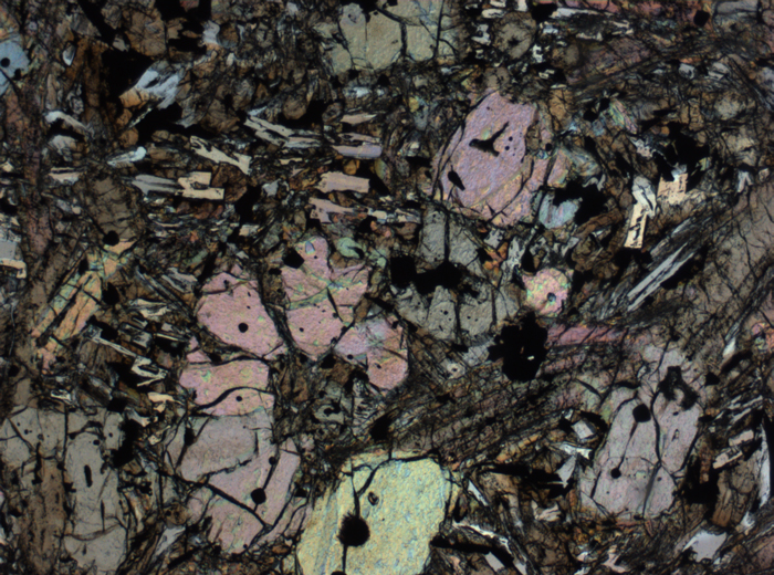 Thin Section Photograph of Apollo 12 Sample 12002,167 in Plane-Polarized Light at 2.5x Magnification and 2.85 mm Field of View (View #34)