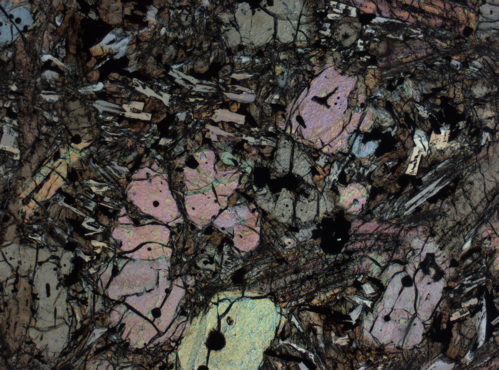 Thin Section Photograph of Apollo 12 Sample 12002,167 in Plane-Polarized Light at 2.5x Magnification and 2.85 mm Field of View (View #35)