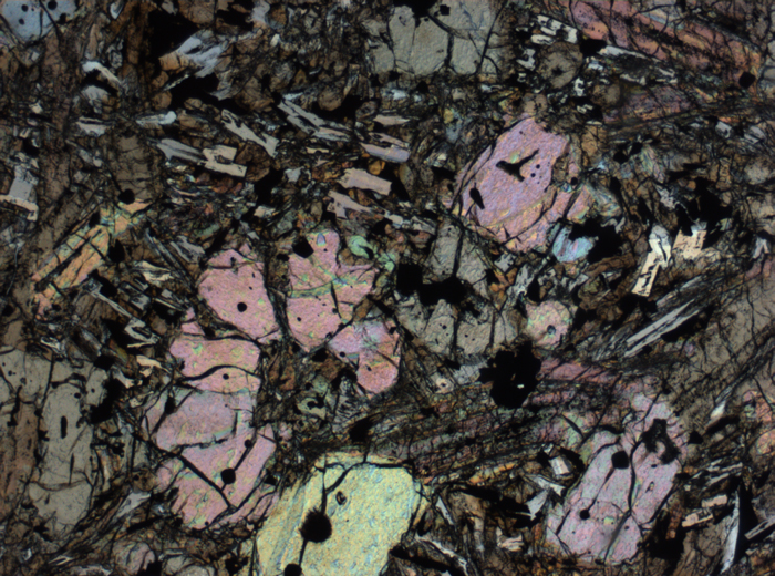 Thin Section Photograph of Apollo 12 Sample 12002,167 in Plane-Polarized Light at 2.5x Magnification and 2.85 mm Field of View (View #36)