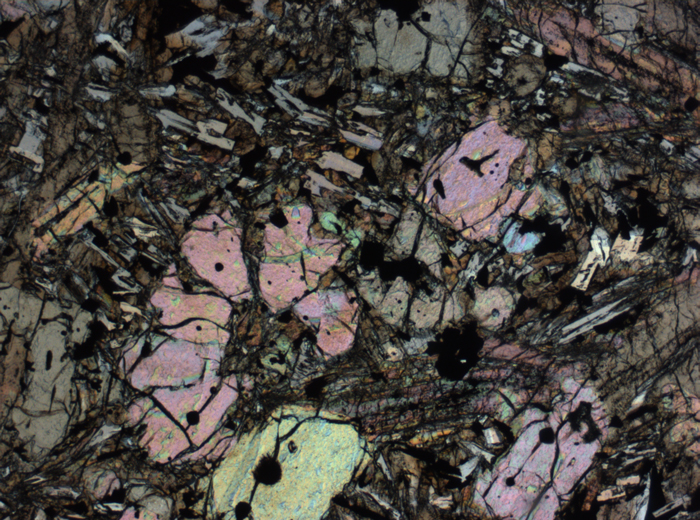 Thin Section Photograph of Apollo 12 Sample 12002,167 in Plane-Polarized Light at 2.5x Magnification and 2.85 mm Field of View (View #37)
