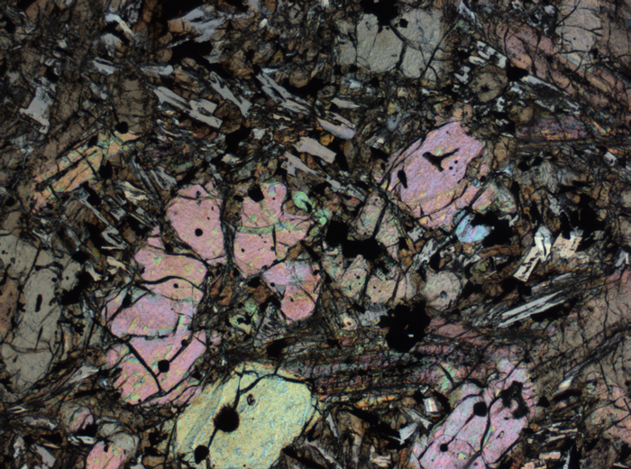 Thin Section Photograph of Apollo 12 Sample 12002,167 in Plane-Polarized Light at 2.5x Magnification and 2.85 mm Field of View (View #38)