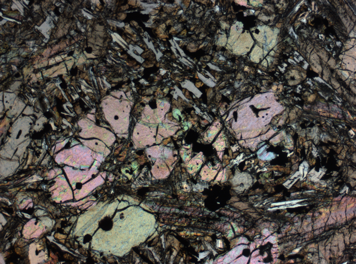 Thin Section Photograph of Apollo 12 Sample 12002,167 in Plane-Polarized Light at 2.5x Magnification and 2.85 mm Field of View (View #41)