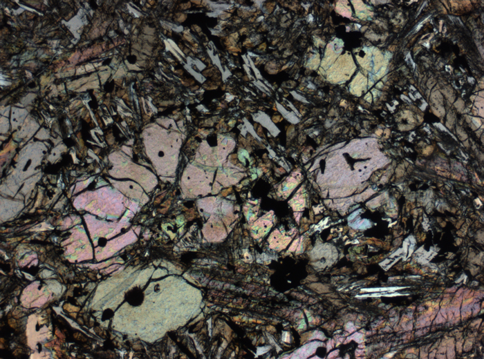 Thin Section Photograph of Apollo 12 Sample 12002,167 in Plane-Polarized Light at 2.5x Magnification and 2.85 mm Field of View (View #42)