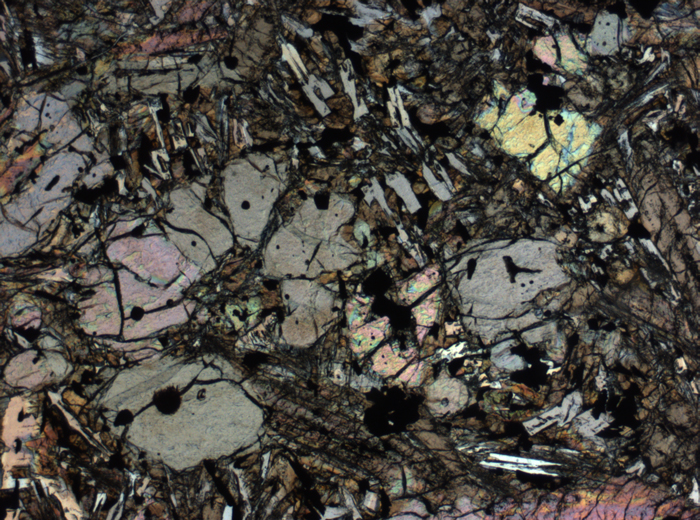 Thin Section Photograph of Apollo 12 Sample 12002,167 in Plane-Polarized Light at 2.5x Magnification and 2.85 mm Field of View (View #44)