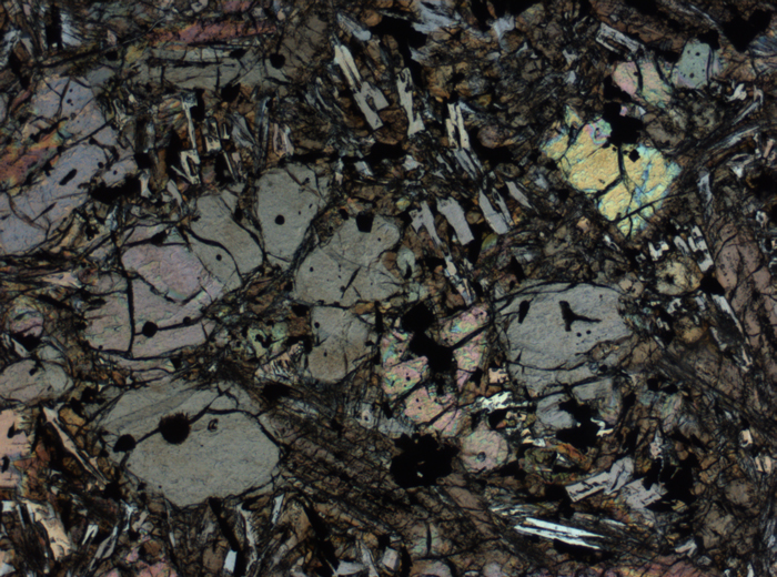 Thin Section Photograph of Apollo 12 Sample 12002,167 in Plane-Polarized Light at 2.5x Magnification and 2.85 mm Field of View (View #45)