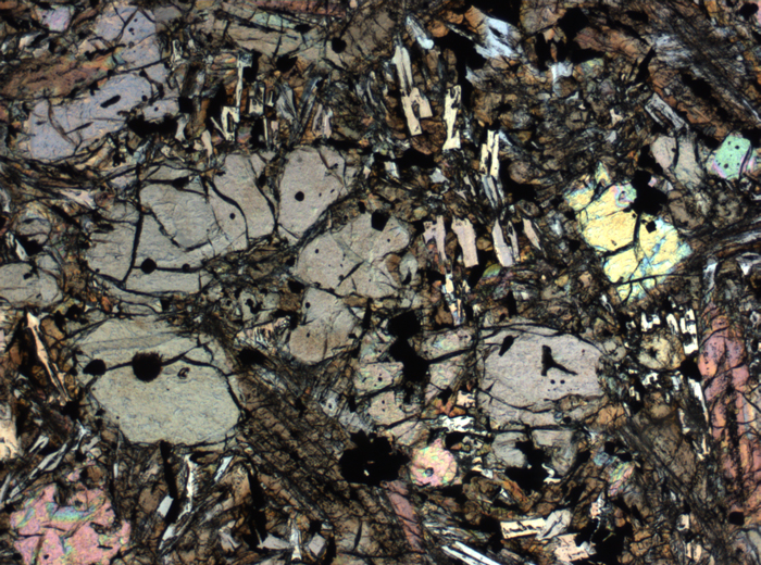 Thin Section Photograph of Apollo 12 Sample 12002,167 in Plane-Polarized Light at 2.5x Magnification and 2.85 mm Field of View (View #48)