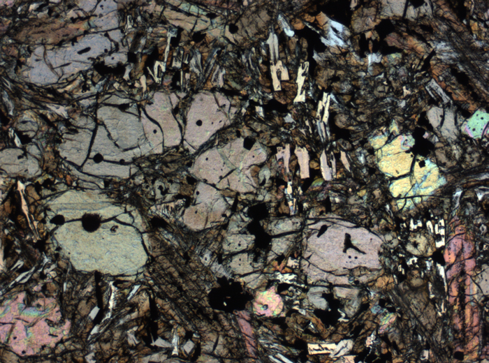 Thin Section Photograph of Apollo 12 Sample 12002,167 in Plane-Polarized Light at 2.5x Magnification and 2.85 mm Field of View (View #49)