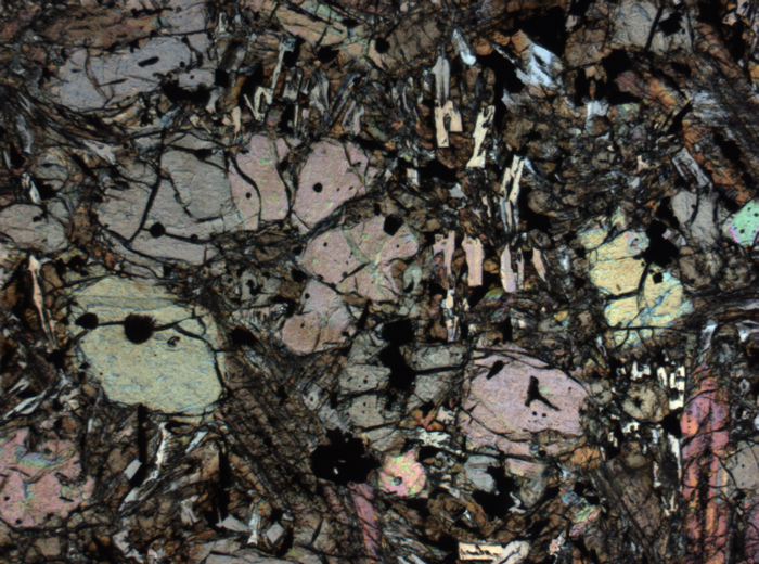 Thin Section Photograph of Apollo 12 Sample 12002,167 in Plane-Polarized Light at 2.5x Magnification and 2.85 mm Field of View (View #50)