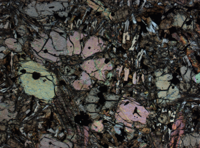 Thin Section Photograph of Apollo 12 Sample 12002,167 in Plane-Polarized Light at 2.5x Magnification and 2.85 mm Field of View (View #52)