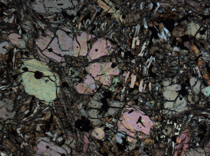 Thin Section Photograph of Apollo 12 Sample 12002,167 in Plane-Polarized Light at 2.5x Magnification and 2.85 mm Field of View (View #53)