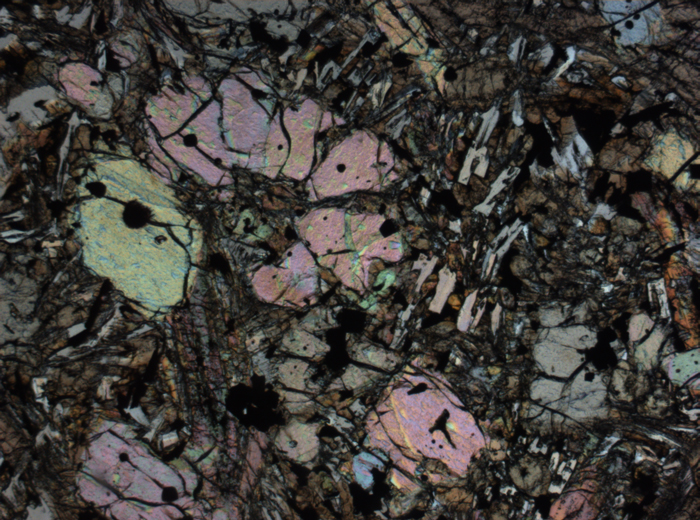 Thin Section Photograph of Apollo 12 Sample 12002,167 in Plane-Polarized Light at 2.5x Magnification and 2.85 mm Field of View (View #55)