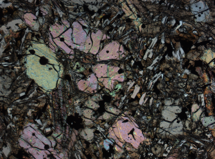Thin Section Photograph of Apollo 12 Sample 12002,167 in Plane-Polarized Light at 2.5x Magnification and 2.85 mm Field of View (View #56)