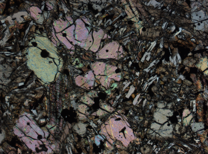 Thin Section Photograph of Apollo 12 Sample 12002,167 in Plane-Polarized Light at 2.5x Magnification and 2.85 mm Field of View (View #57)