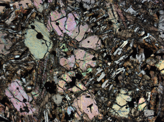 Thin Section Photograph of Apollo 12 Sample 12002,167 in Plane-Polarized Light at 2.5x Magnification and 2.85 mm Field of View (View #59)