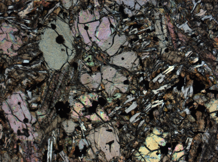 Thin Section Photograph of Apollo 12 Sample 12002,167 in Plane-Polarized Light at 2.5x Magnification and 2.85 mm Field of View (View #61)