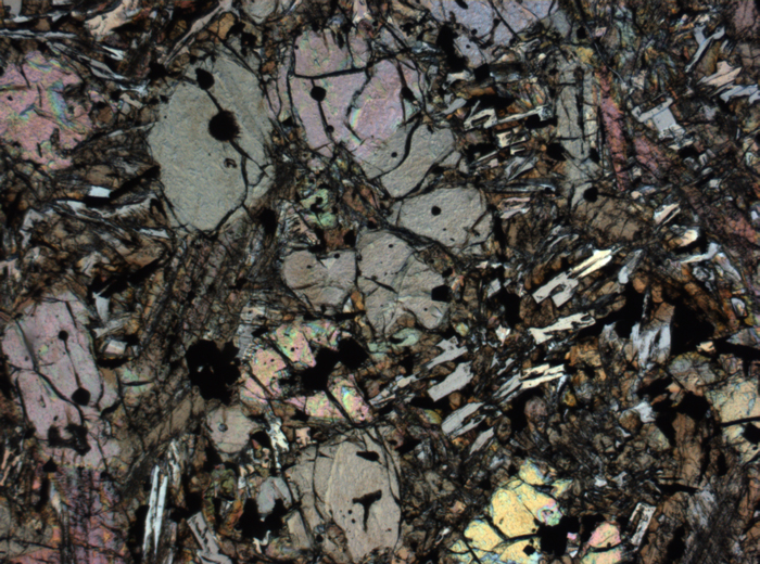 Thin Section Photograph of Apollo 12 Sample 12002,167 in Plane-Polarized Light at 2.5x Magnification and 2.85 mm Field of View (View #62)