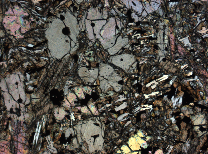 Thin Section Photograph of Apollo 12 Sample 12002,167 in Plane-Polarized Light at 2.5x Magnification and 2.85 mm Field of View (View #63)