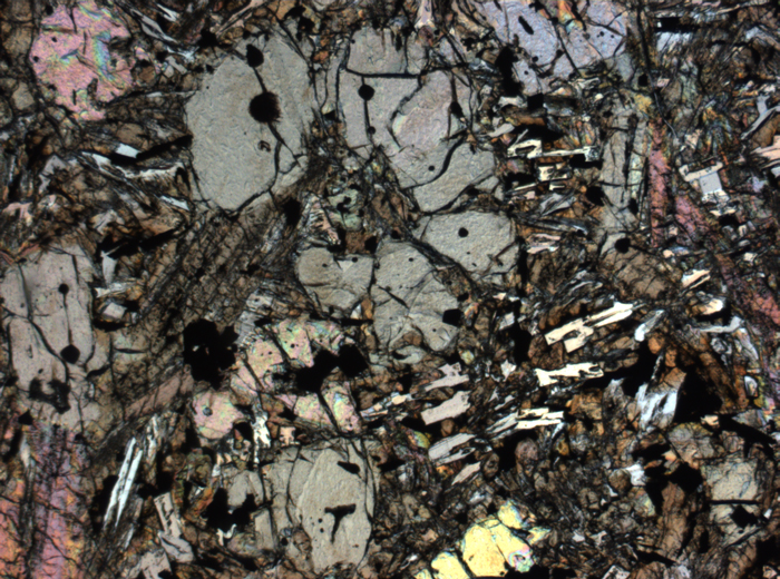 Thin Section Photograph of Apollo 12 Sample 12002,167 in Plane-Polarized Light at 2.5x Magnification and 2.85 mm Field of View (View #64)