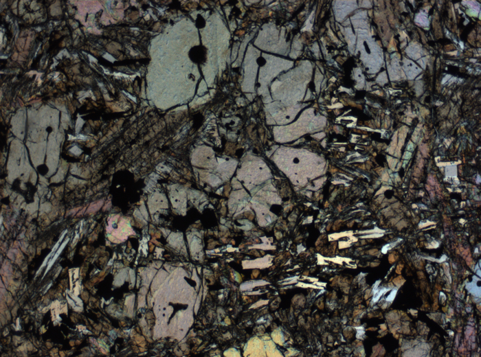 Thin Section Photograph of Apollo 12 Sample 12002,167 in Plane-Polarized Light at 2.5x Magnification and 2.85 mm Field of View (View #67)